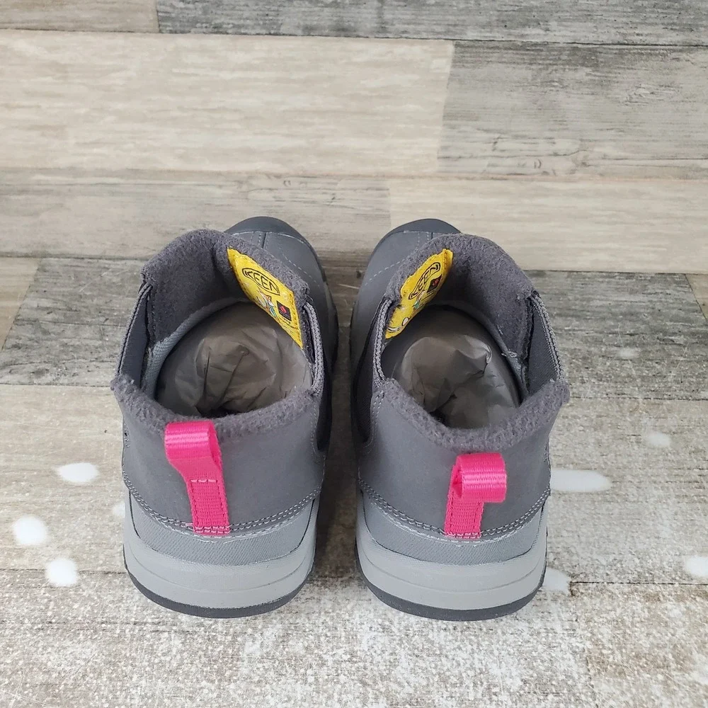 KEEN Kootenay III Kids Chelsea Booties Sz 9 Gray Leather Slip On Round Toe Ankle
